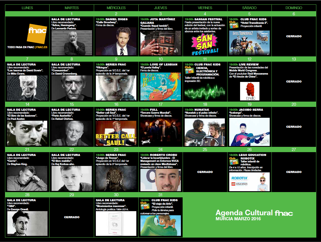 Agenda Fnac Marzo 2016 First