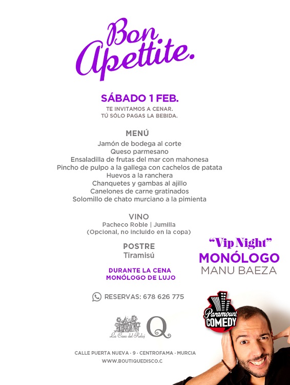 Bon Apettite en Boutique, con el monólogo de Manu Baeza First