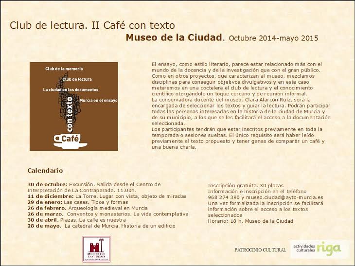 II Café con texto en el Museo de la Ciudad de Murcia First