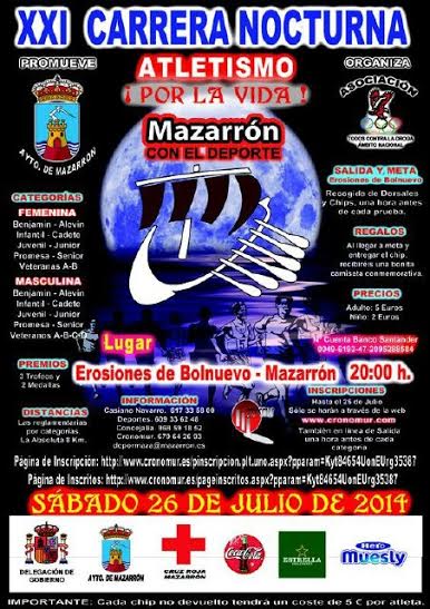 XXI Carrera Nocturna por la Vida en Mazarrón First