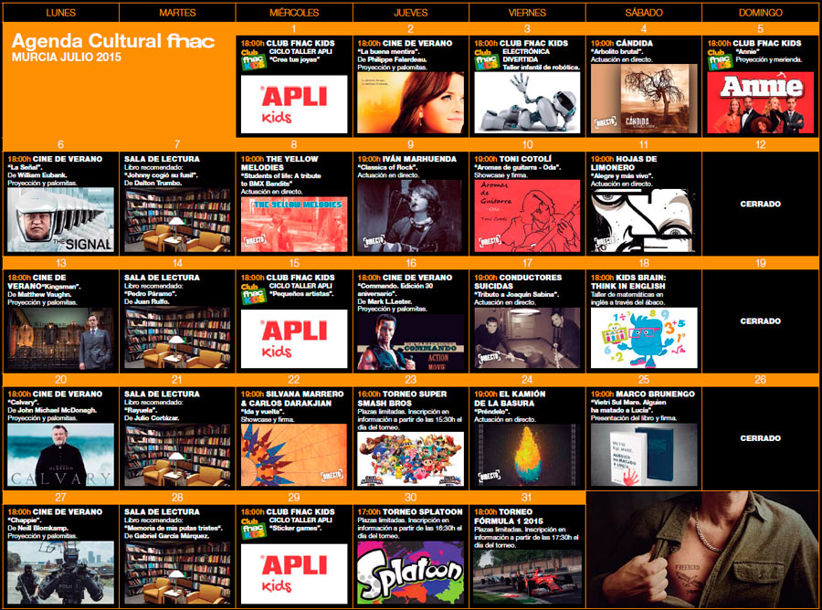Agenda Forum Fnac Murcia Julio IV 2015 First