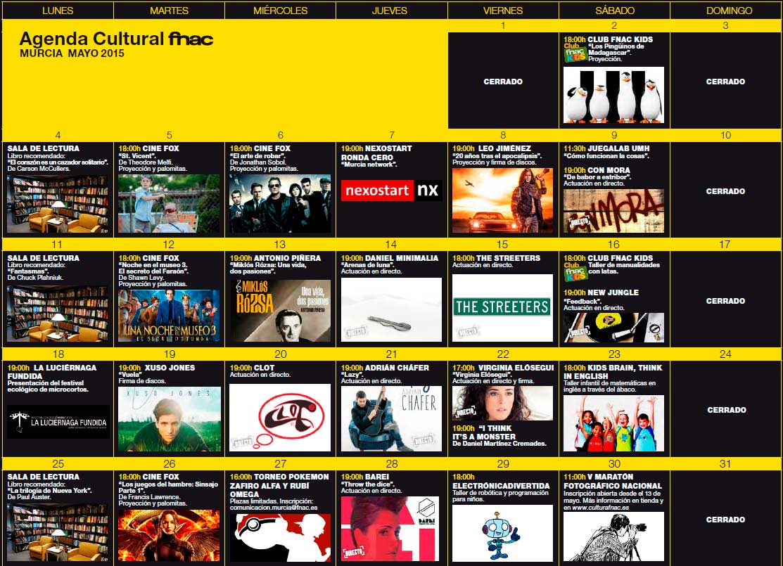 Agenda Forum Fnac Murcia II Mayo 2015 First