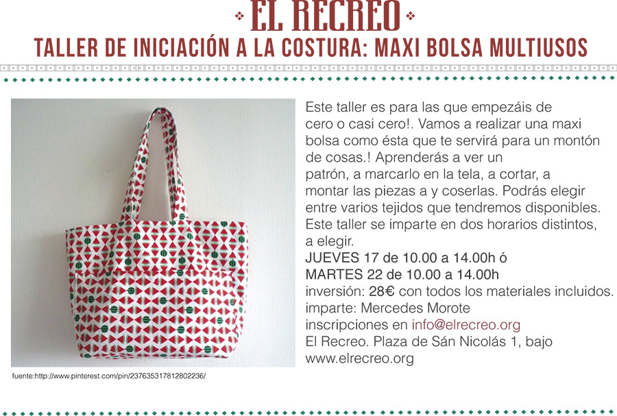 Taller iniciación a la costura: Maxi Bolsa Multiusos First